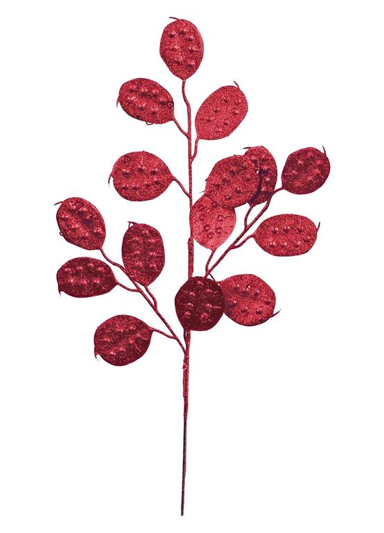 Burgundy Glittered Lunaria Spray