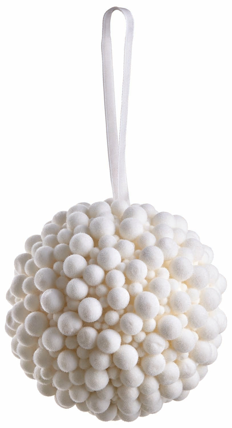 5" Cream Pompom Ball Ornament