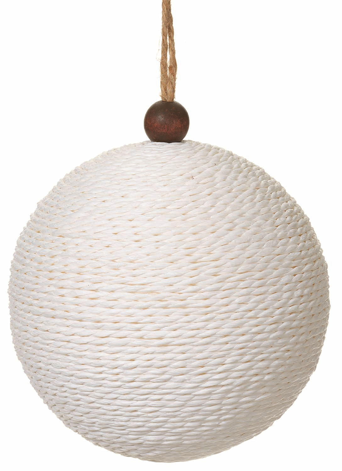 6" White Jute Ball Ornament