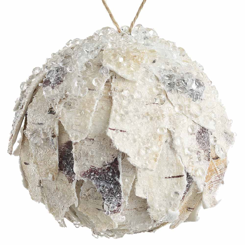 Beaded Birch Ball Ornament