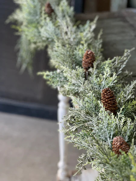 70" Silver Thread Cedar Garland