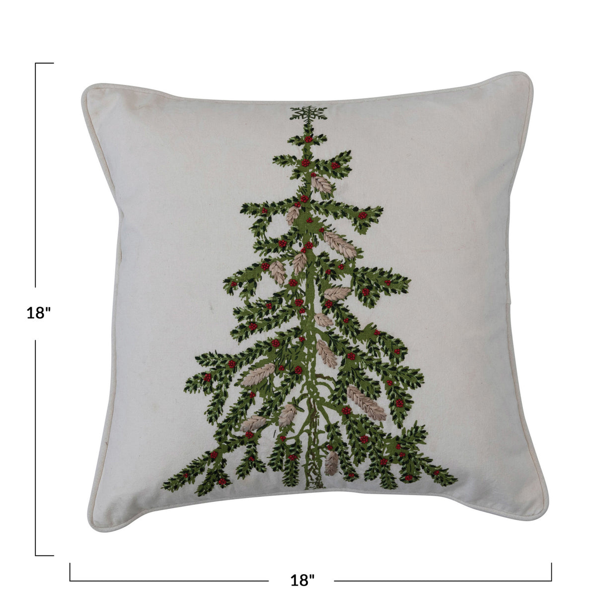 Christmas Tree Printed Cotton Pillow