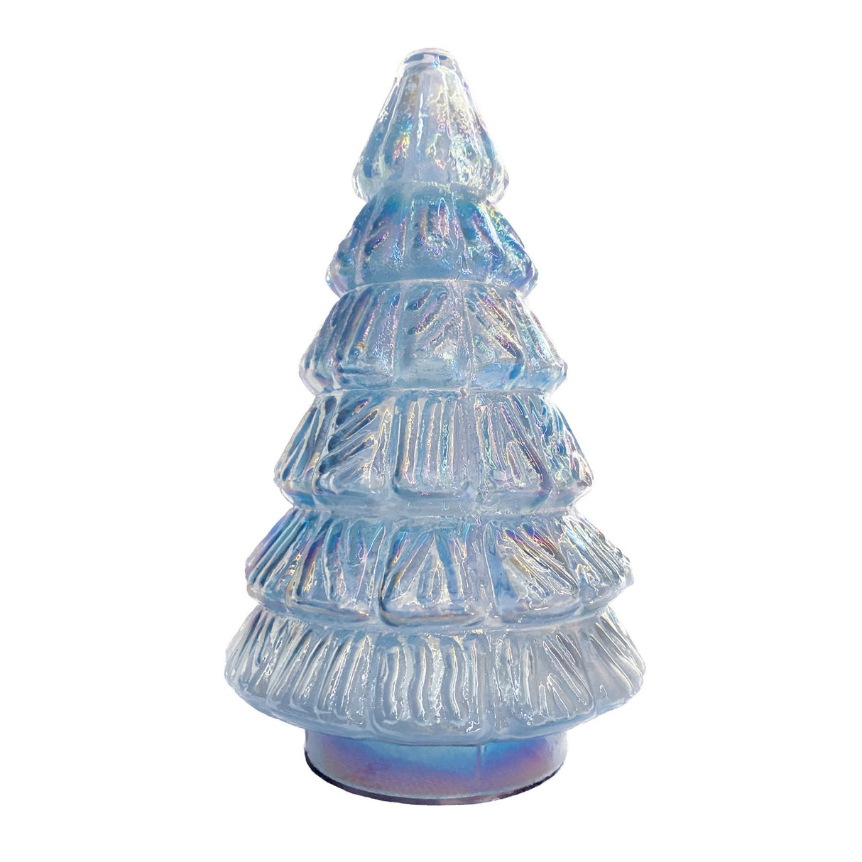 Large Iridescent Blue Recycled Glass Tree