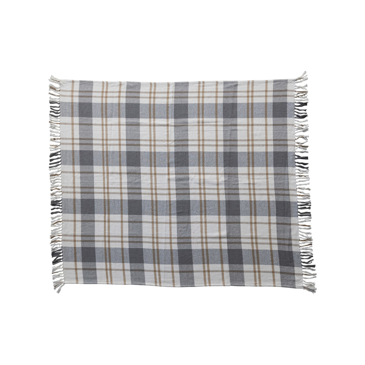 Gray Brushed Cotton Flannel Throw