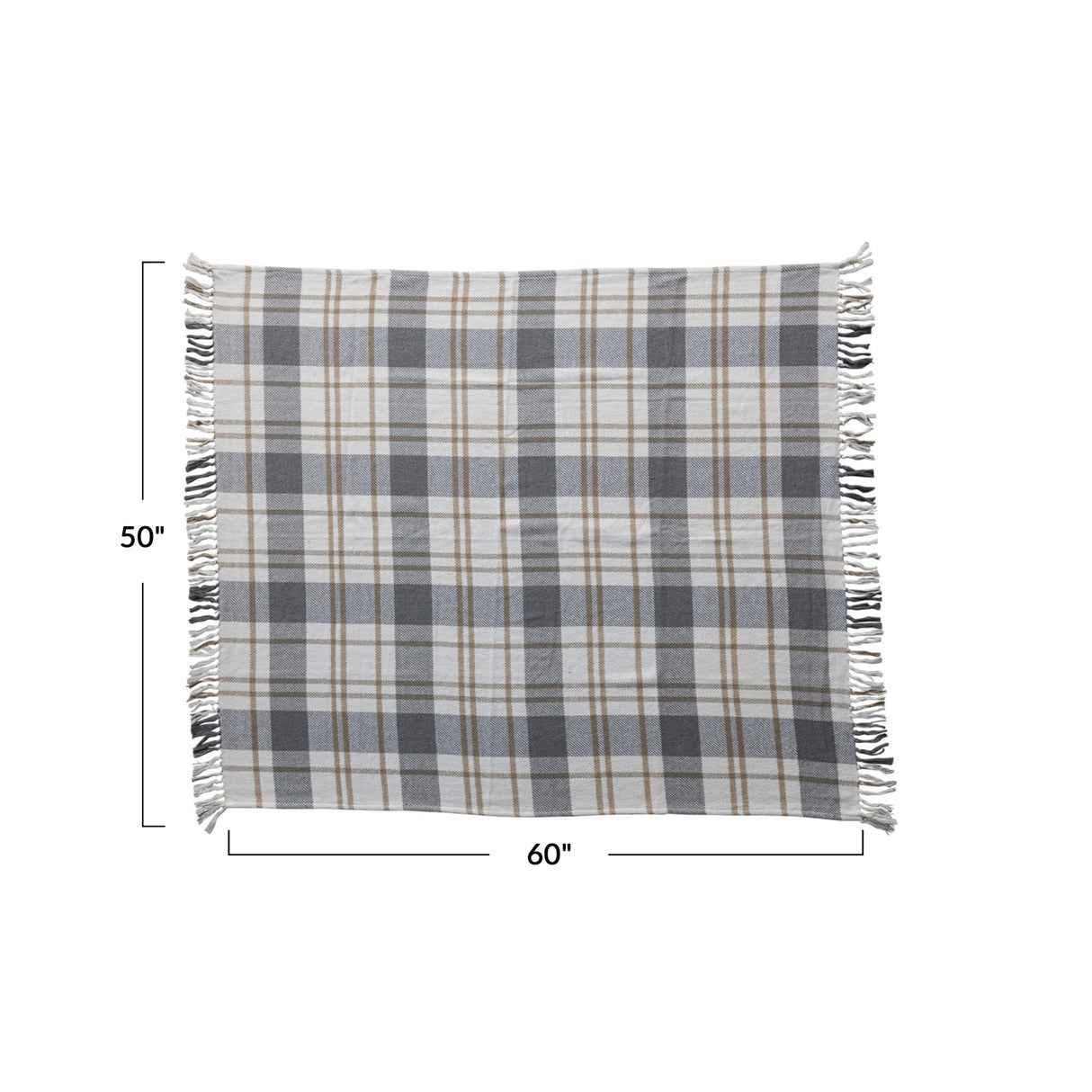 Gray Brushed Cotton Flannel Throw