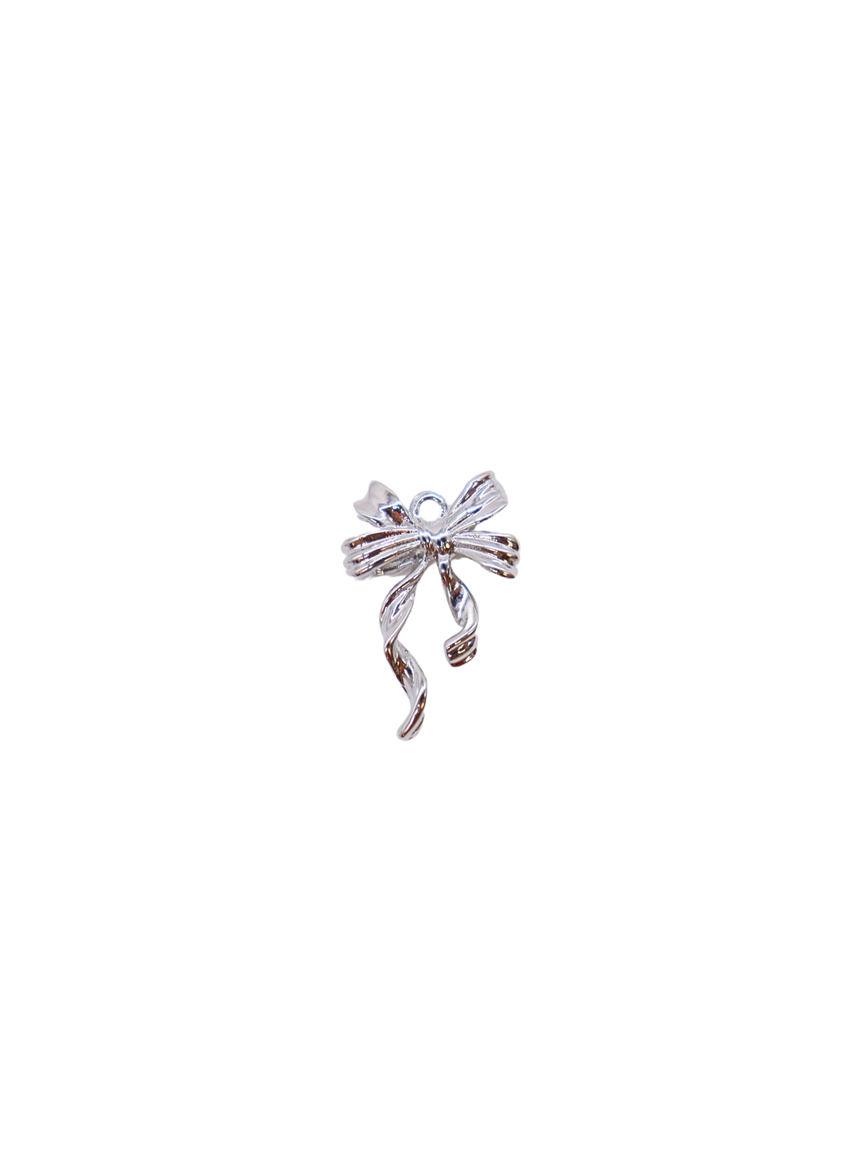 Silver Ribbon Bow Charm