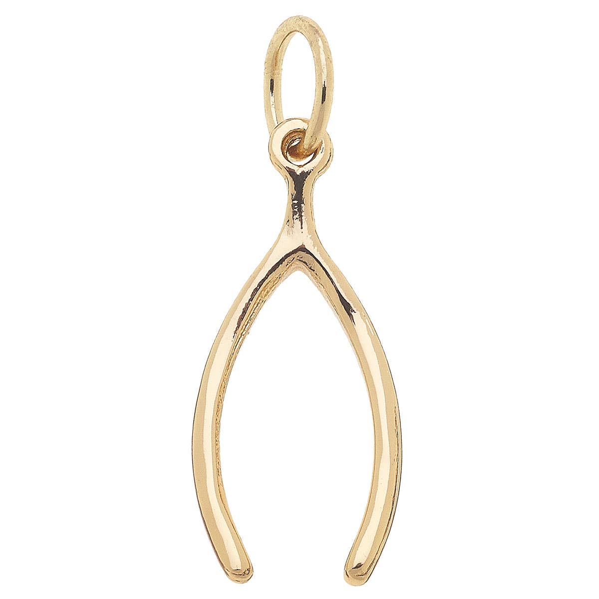 Lucky Wishbone Charm in Shiny Gold