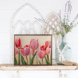 20" Pink Tulips White Wood Art