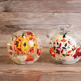 White Pumpkin Branch Lighted Glass Orb