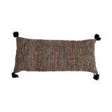 36" x 16" Woven Cotton Striped Lumbar Pillow with Chambray Back & Tassels
