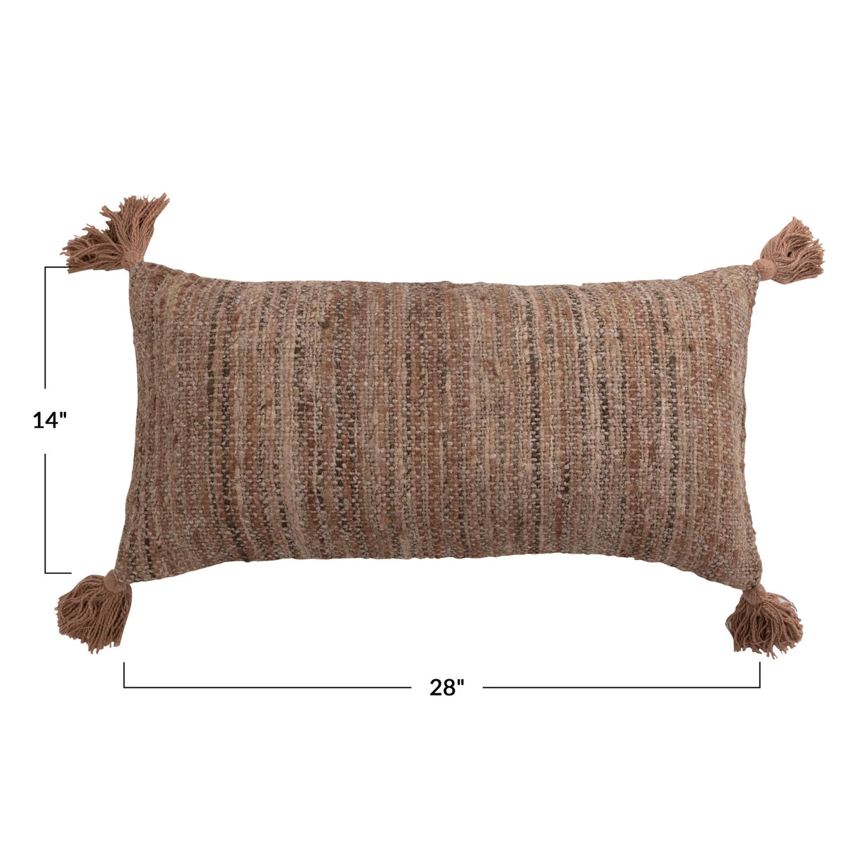 28" Woven Cotton Striped Lumbar Pillow