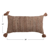 28" Woven Cotton Striped Lumbar Pillow