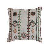 20" Cotton Pillow w/ Embroidery, Chambray Back & Fringe, Polyester Fill