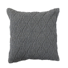 18" Square Woven Cotton Pillow w/ Diamond Pattern, Polyester Fill