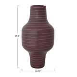 Plum Enameled Metal Indoor/Outdoor Organic Striped Vase