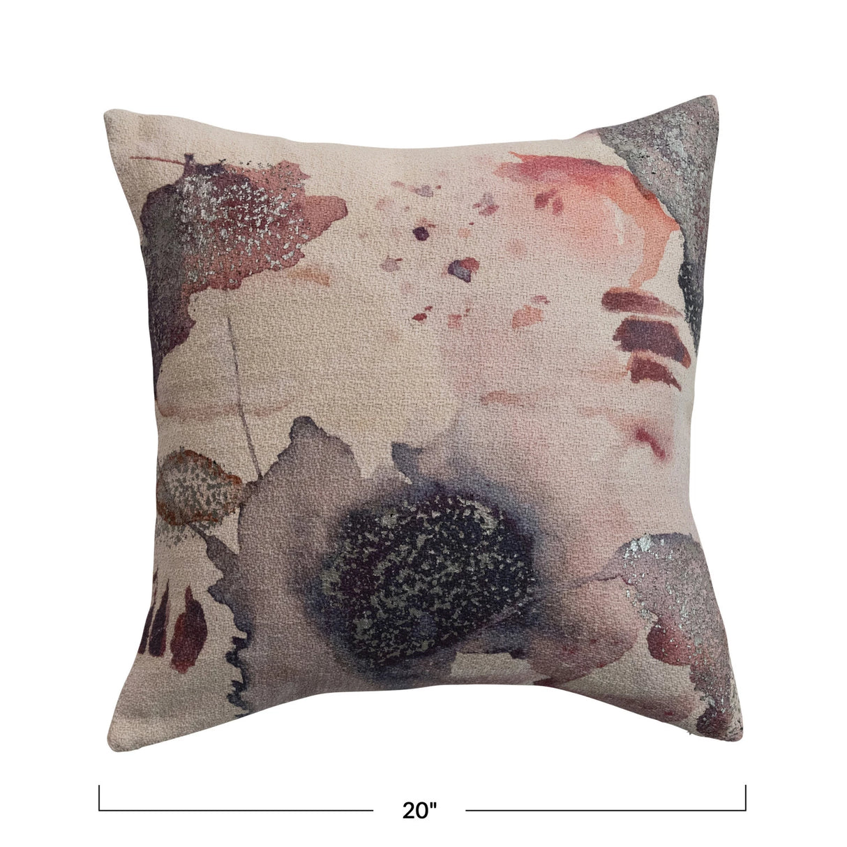 Silver Foil Abstract Cotton Printed Pillow