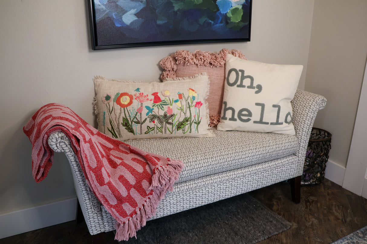 Embroidered Bloom Lumbar Pillow