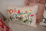 Embroidered Bloom Lumbar Pillow