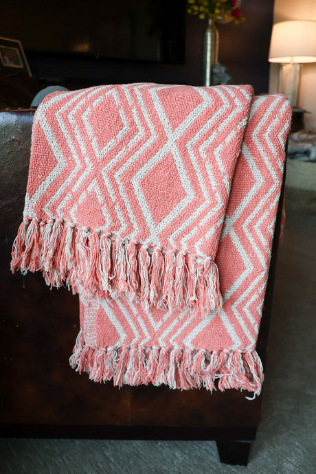 Recycled Cotton Blend Geometric Throw