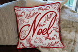 Square Noel Embroidered Pillow