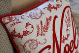 Square Noel Embroidered Pillow