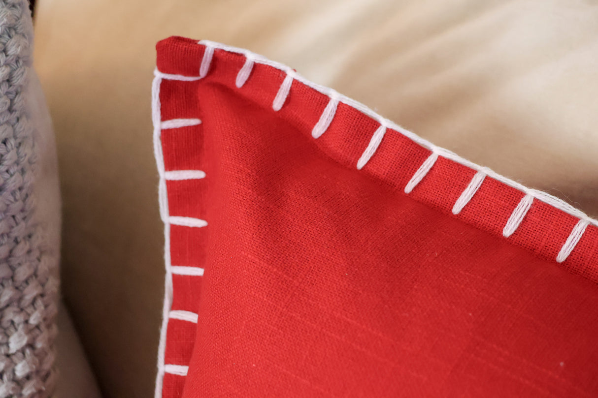 Red Chunky Whip Stitch Pillow