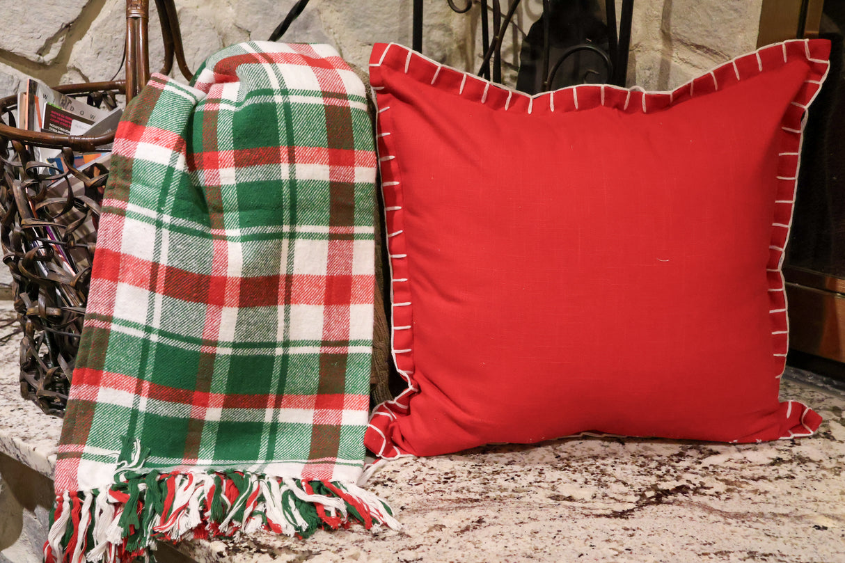 Red Chunky Whip Stitch Pillow