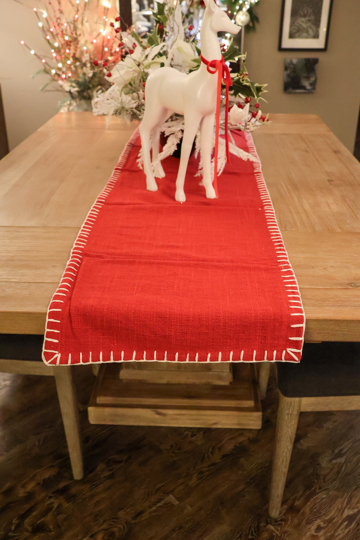 Red Chunky Whip Stitch Table Runner