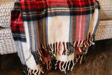 White Tartan Fringe Throw