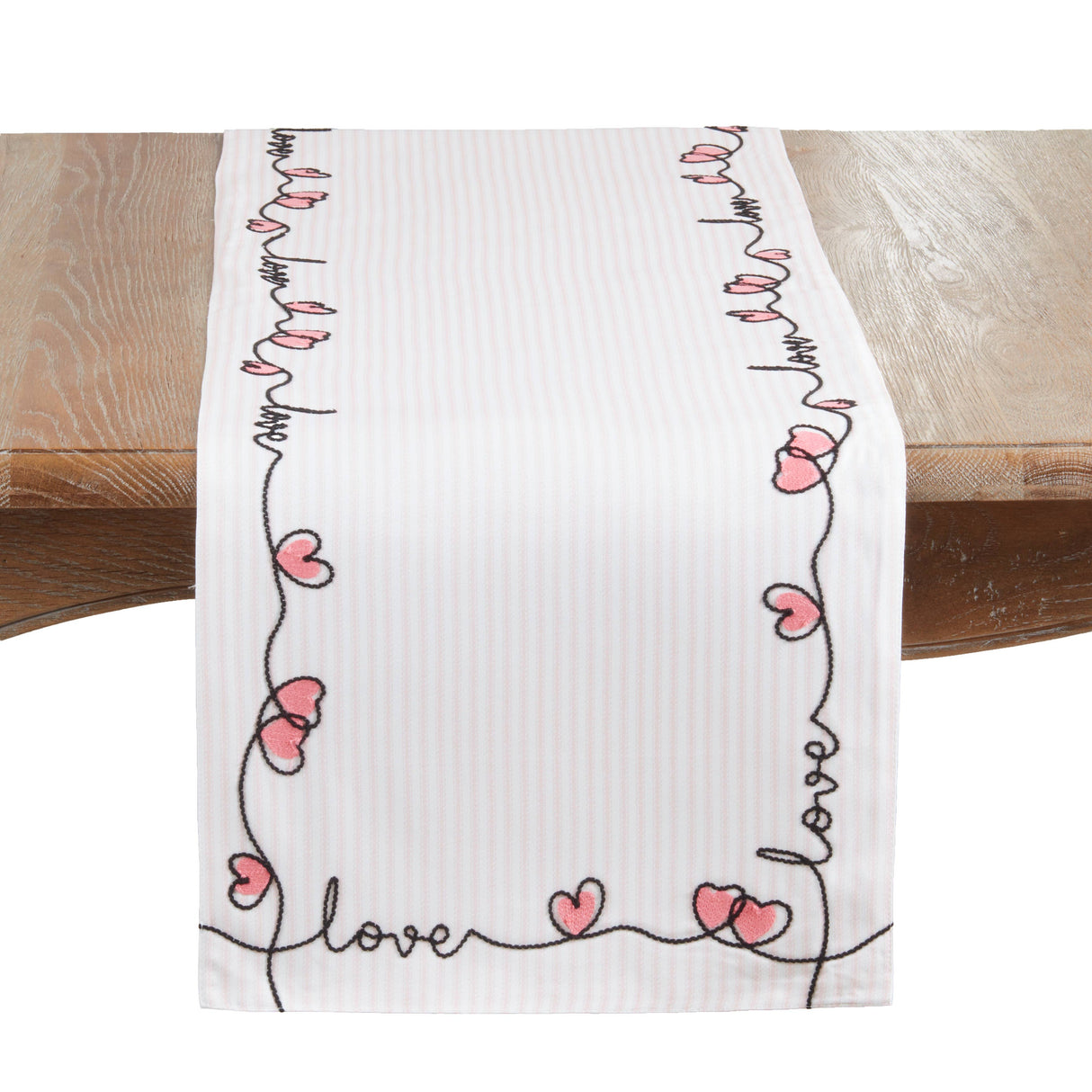 Embroidered Love Table Runner