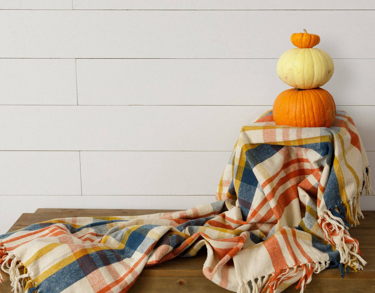 Mustard Brushed Cotton Flannel Throw