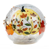 White Pumpkin Branch Lighted Glass Orb