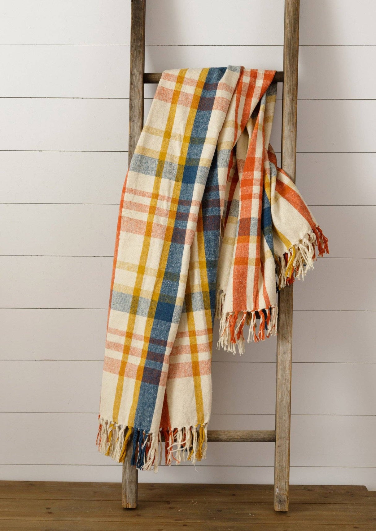 Mustard Brushed Cotton Flannel Throw