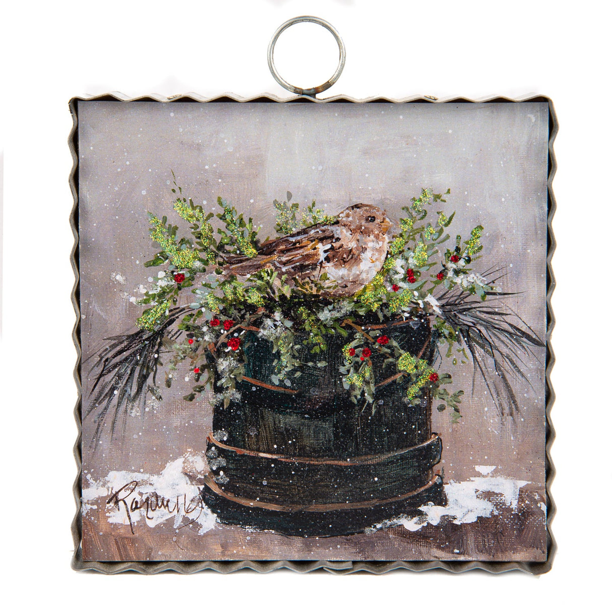 Sparrow in Greens Mini Art