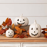 Mini Glazed Ceramic Jack O' Lanterns Set Of 3