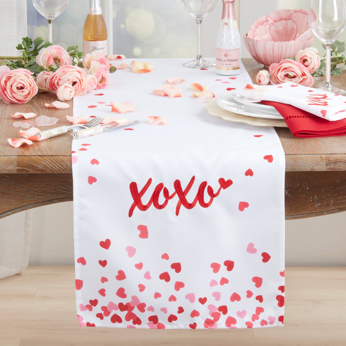 Embroidered XOXO Table Runner