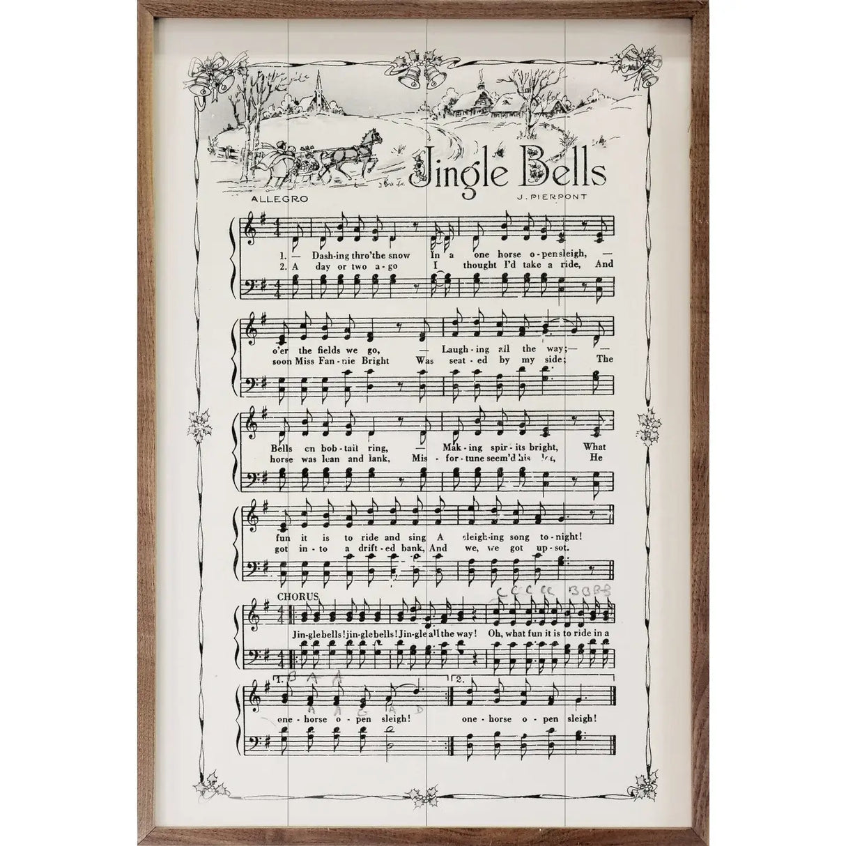 Jingle Bells Sheet Music Wood Art