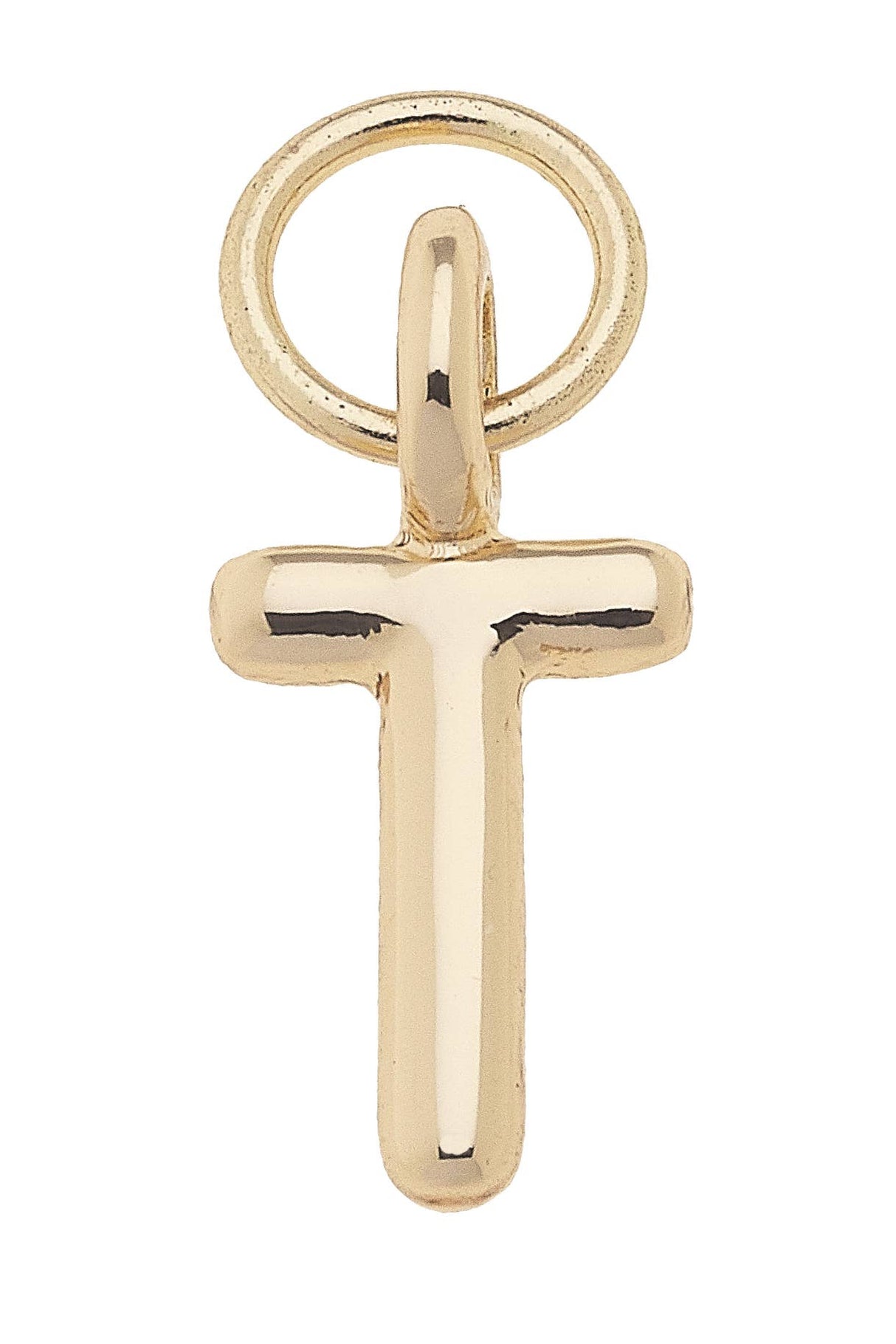J Mini Initial Charm in Shiny Gold
