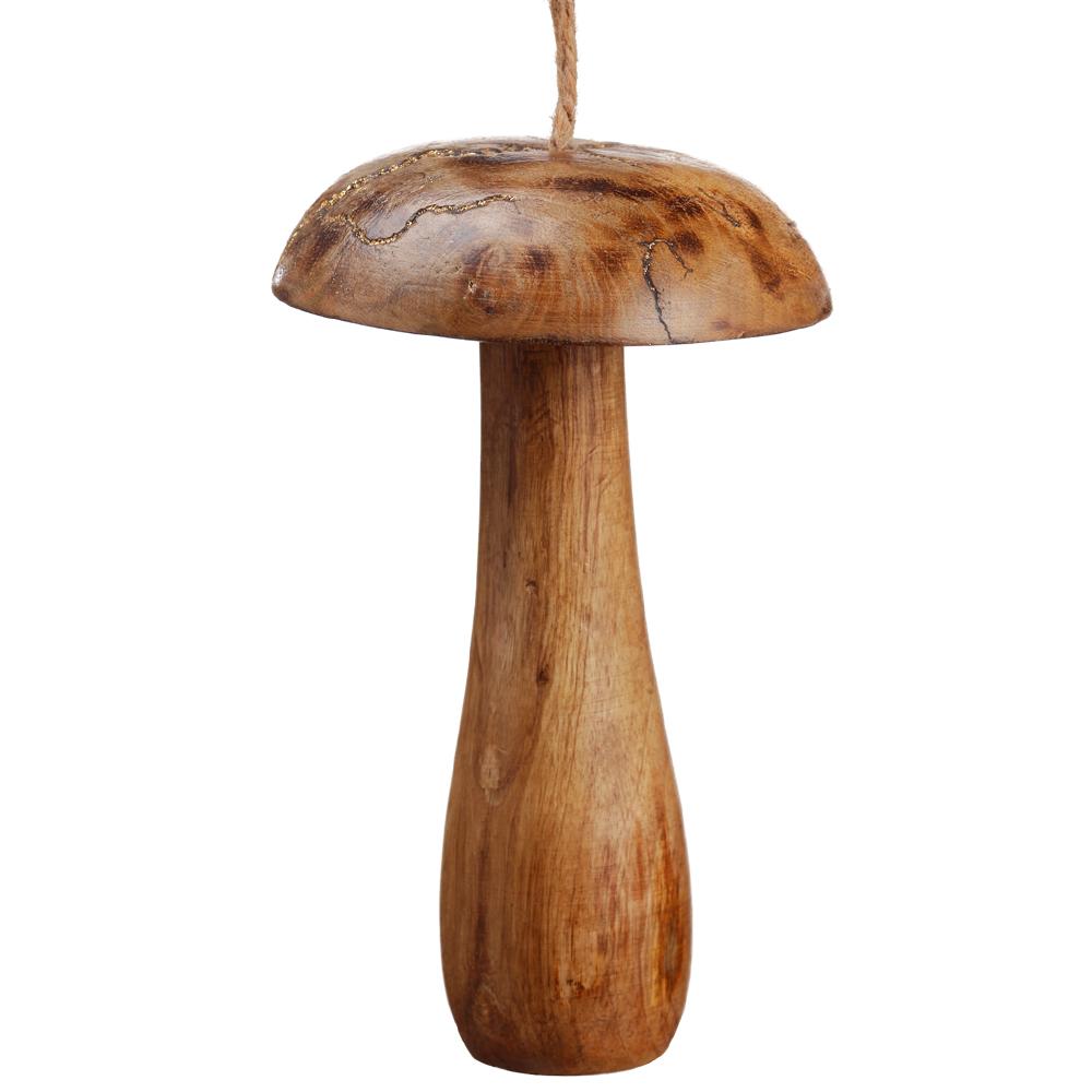 8" Wood Mushroom Ornament