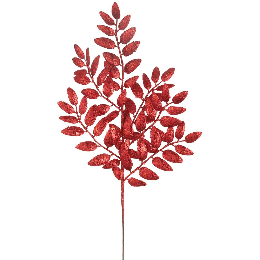 Red Glitter Honey Locust Leaf Spray