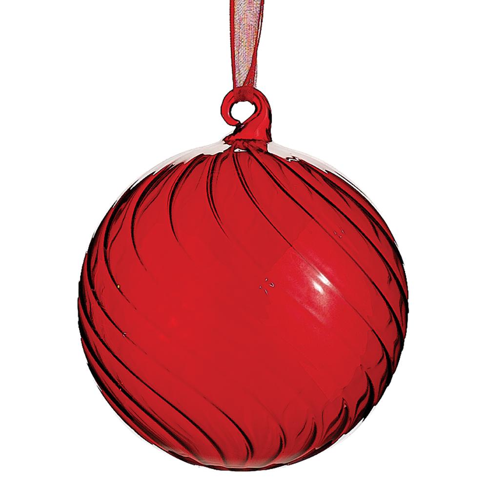 Red Swirl Glass Ball Ornament