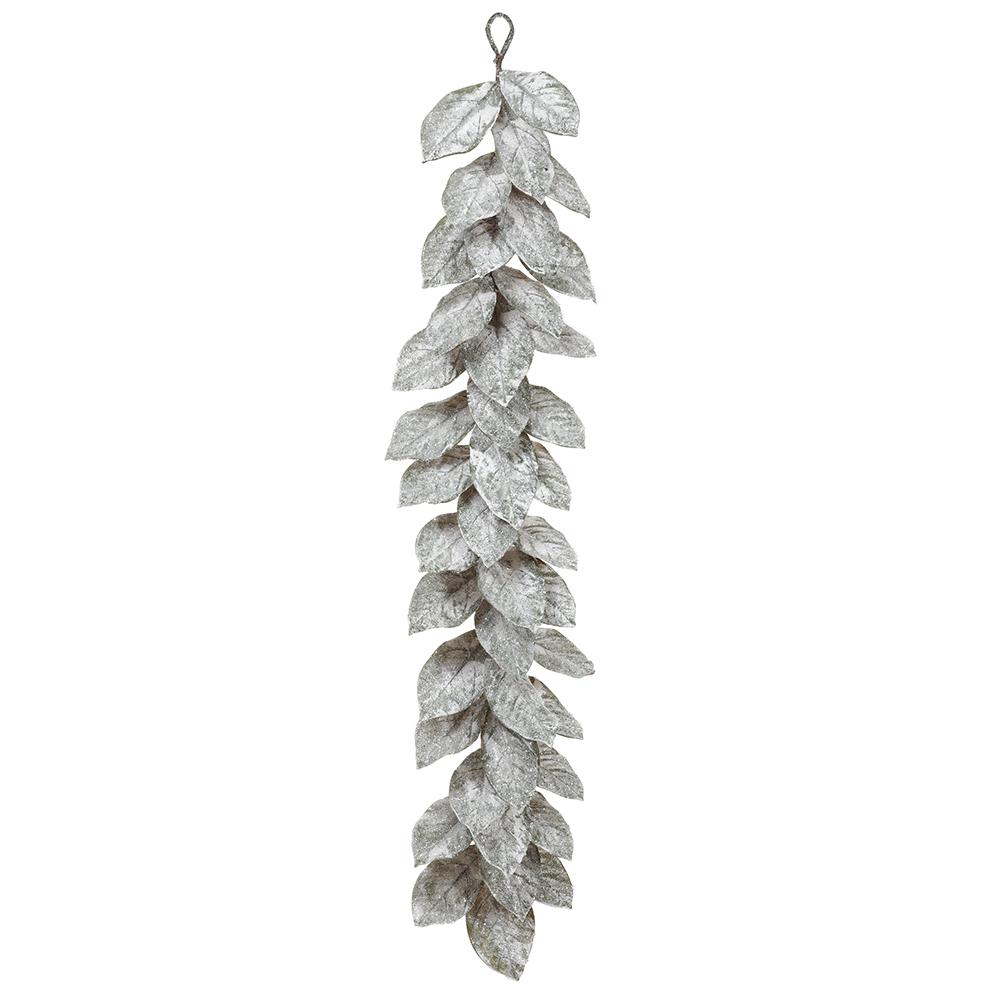 5' Iced Magnolia Leaf Garland