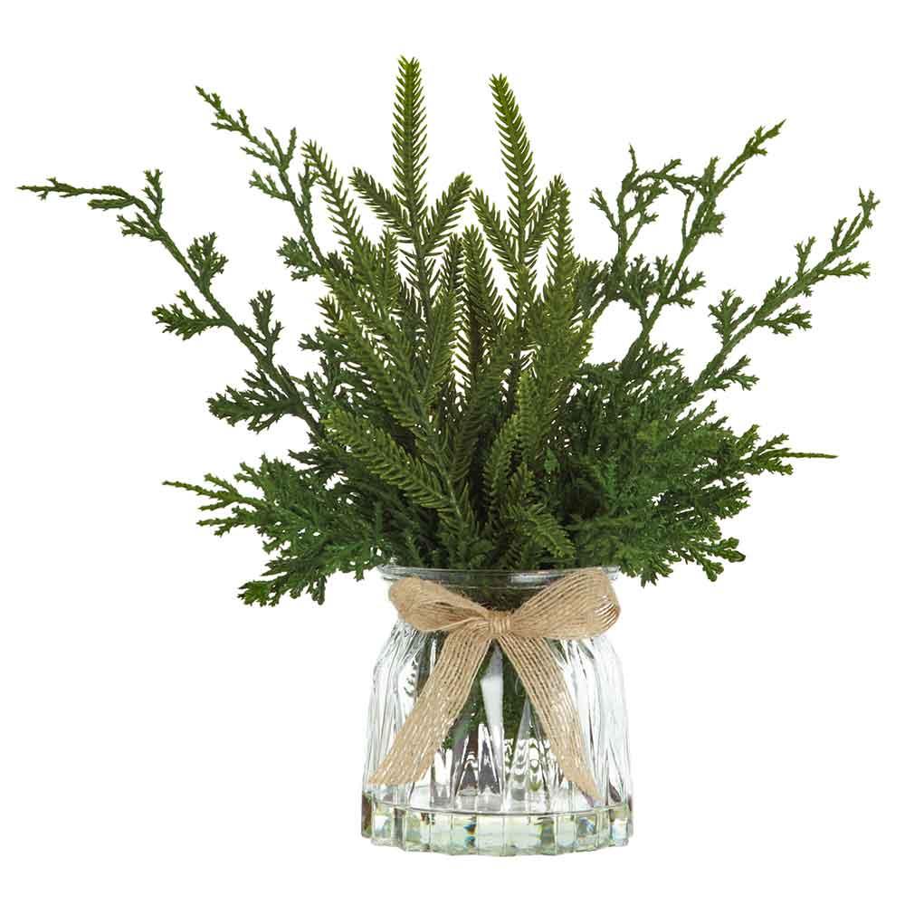 Winter Pine In Glass Vase
