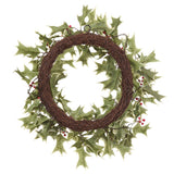 22" Variegated Red Holly Wreath