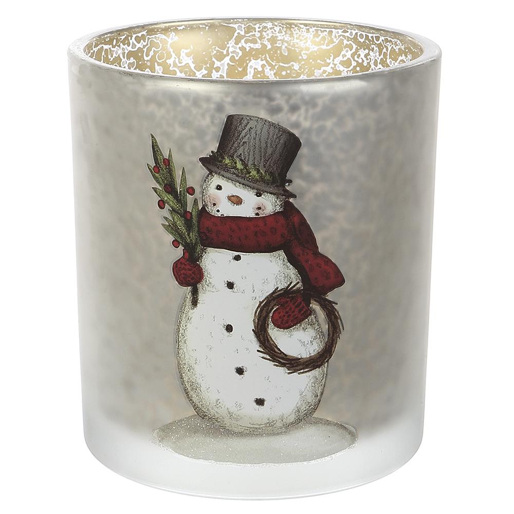 Glass Snowman Candleholder