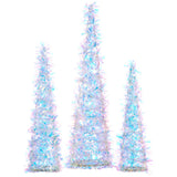 Iridescent Tinsel Cone Tree Set of 3