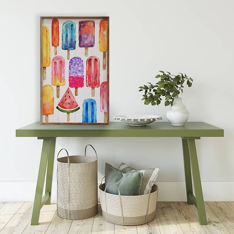 24" Colorful Popsicles Wood Art