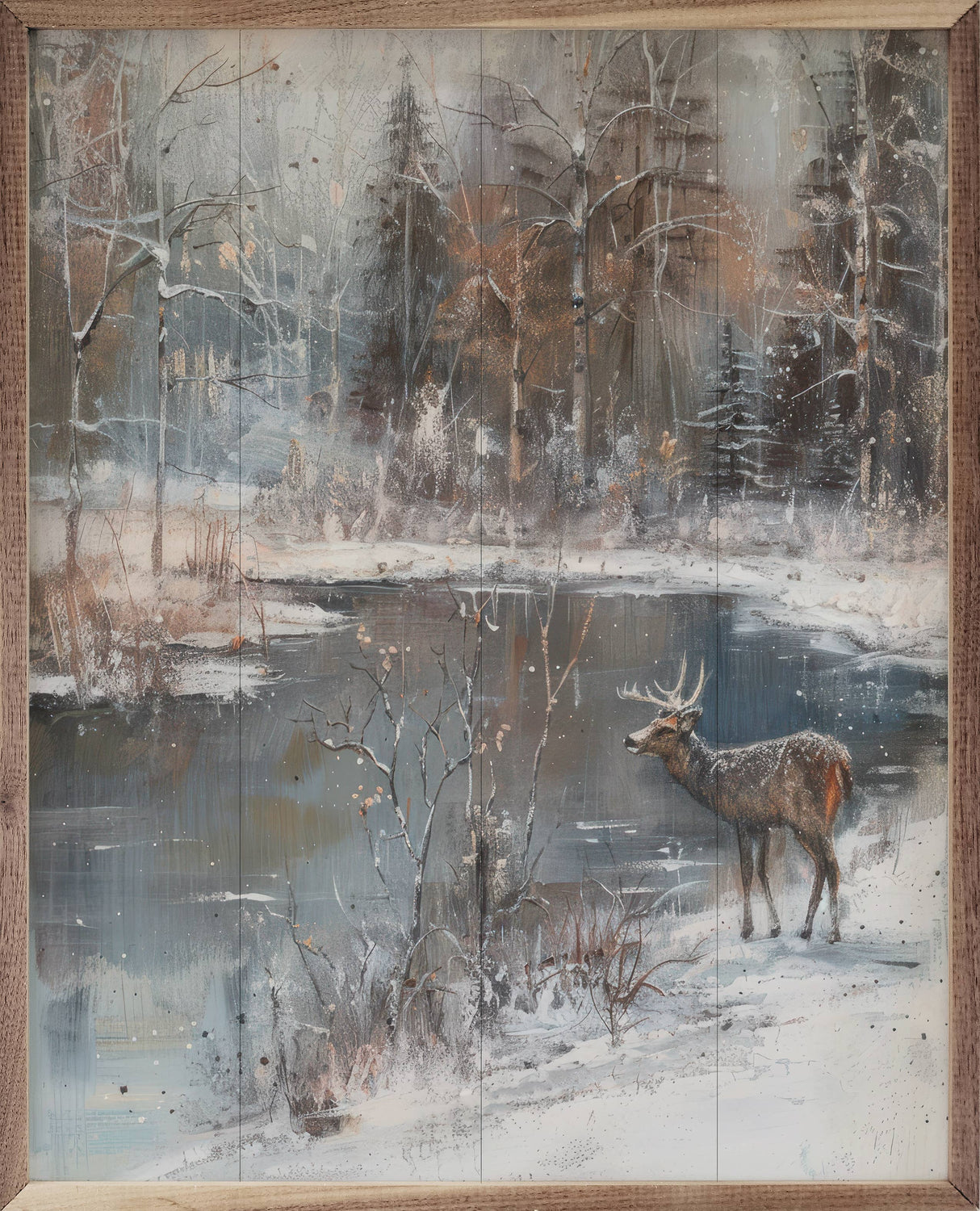 Lakeside Deer Wood Art