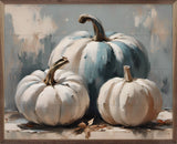 Blue And White Tone Pumpkins Wood Art