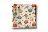 Fall Pink Stripe Blue Pumpkin Tea Towel